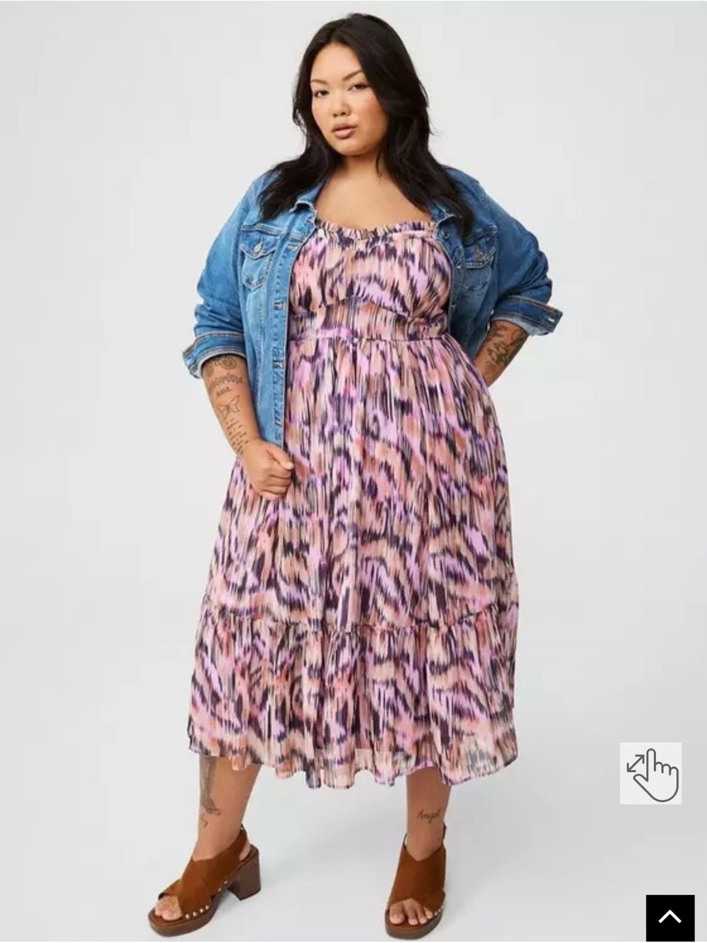 Torrid Midi Chiffon Sleeveless Tiered Dress size 4
